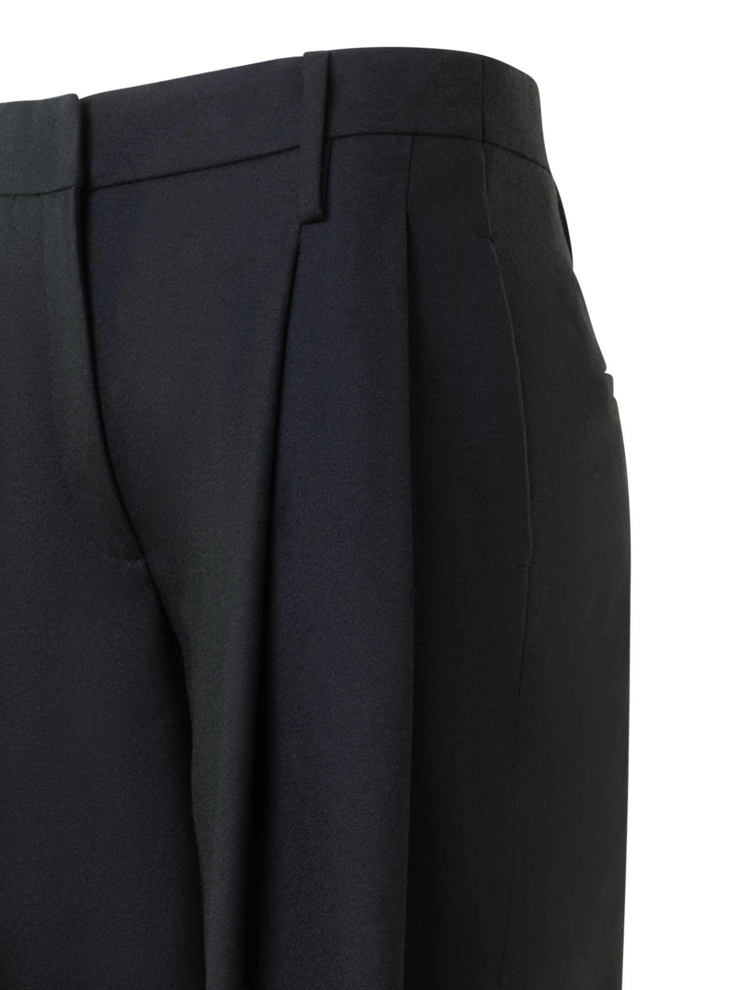 Designer Verkürzte konische Wolltrikotine Bundfaltenhose - Schwarz