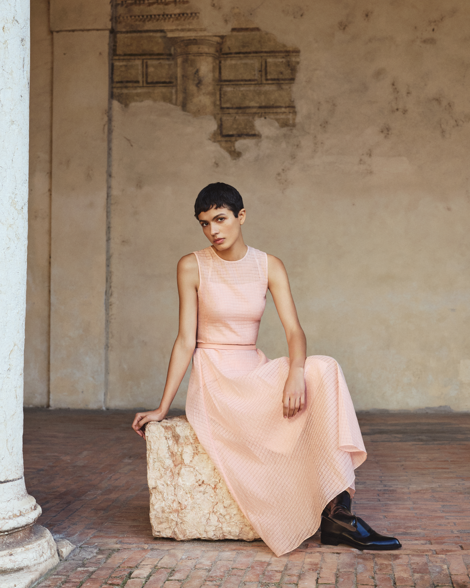 Designer Fit-and-Flare Midikleid aus Baumwollorganza - Rosa 