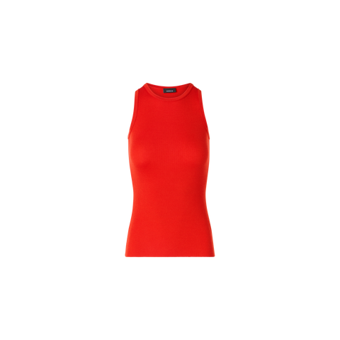 Ärmelloses geripptes Seidenstrick-Top