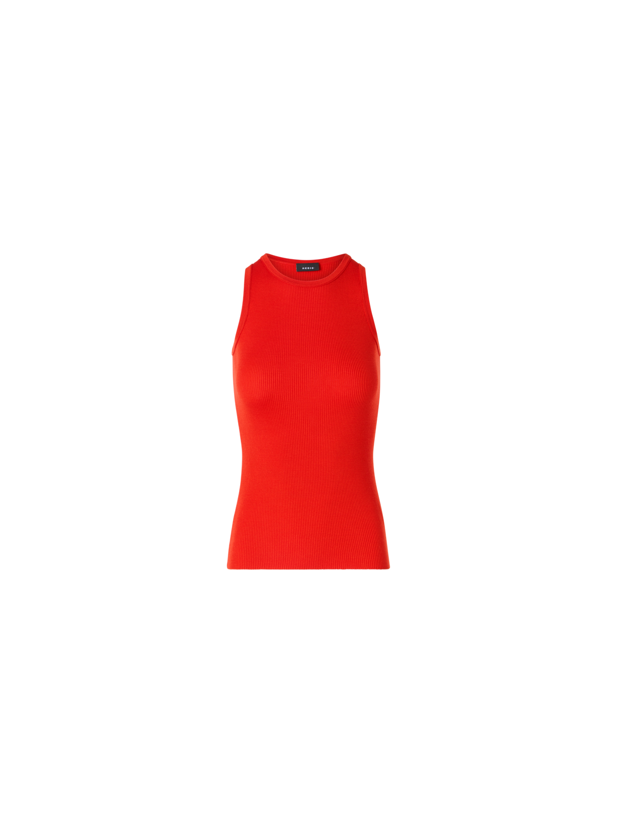 Designer Ärmelloses geripptes Seidenstrick-Top - Rot