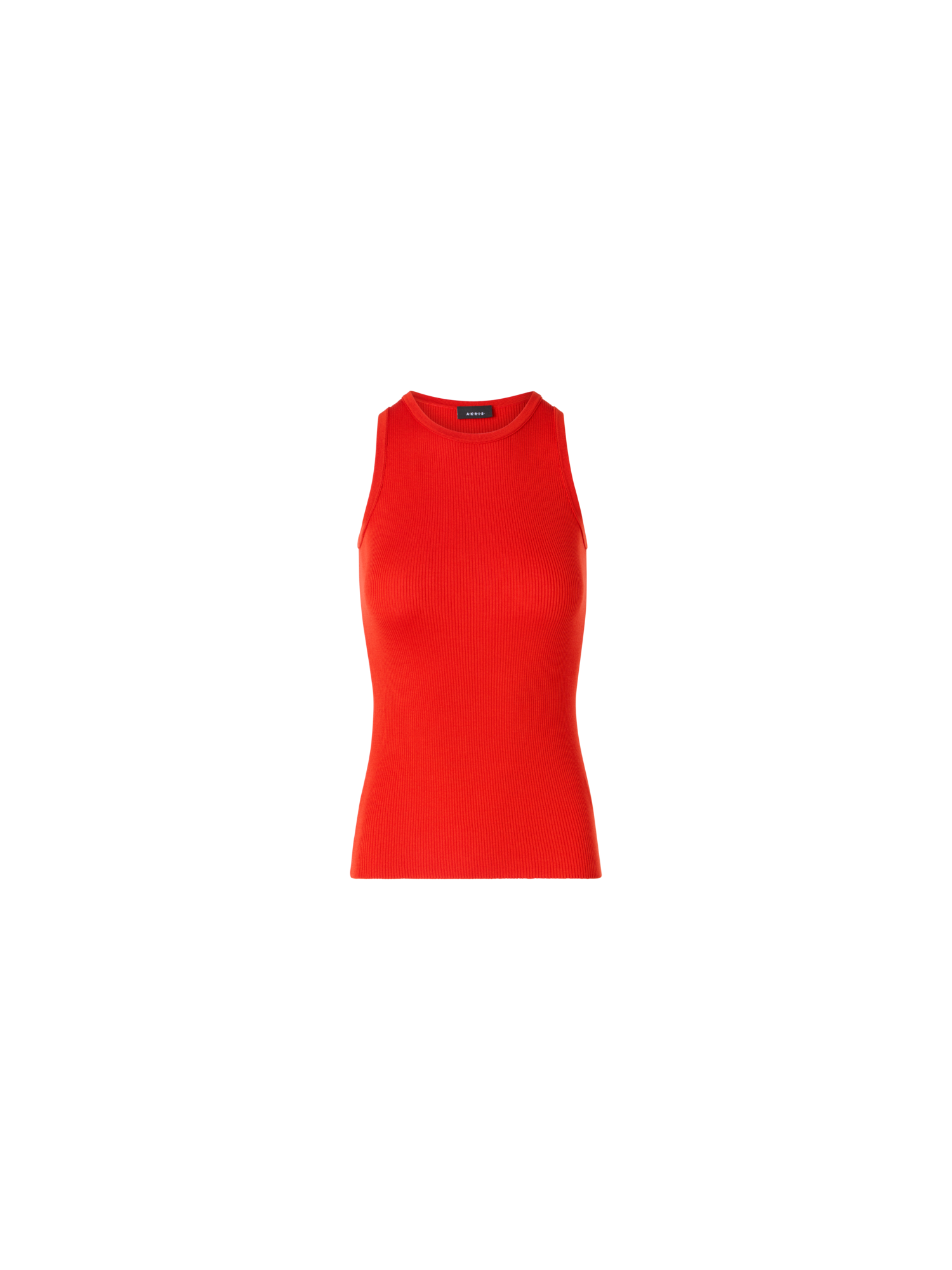 Designer Ärmelloses geripptes Seidenstrick-Top - Rot