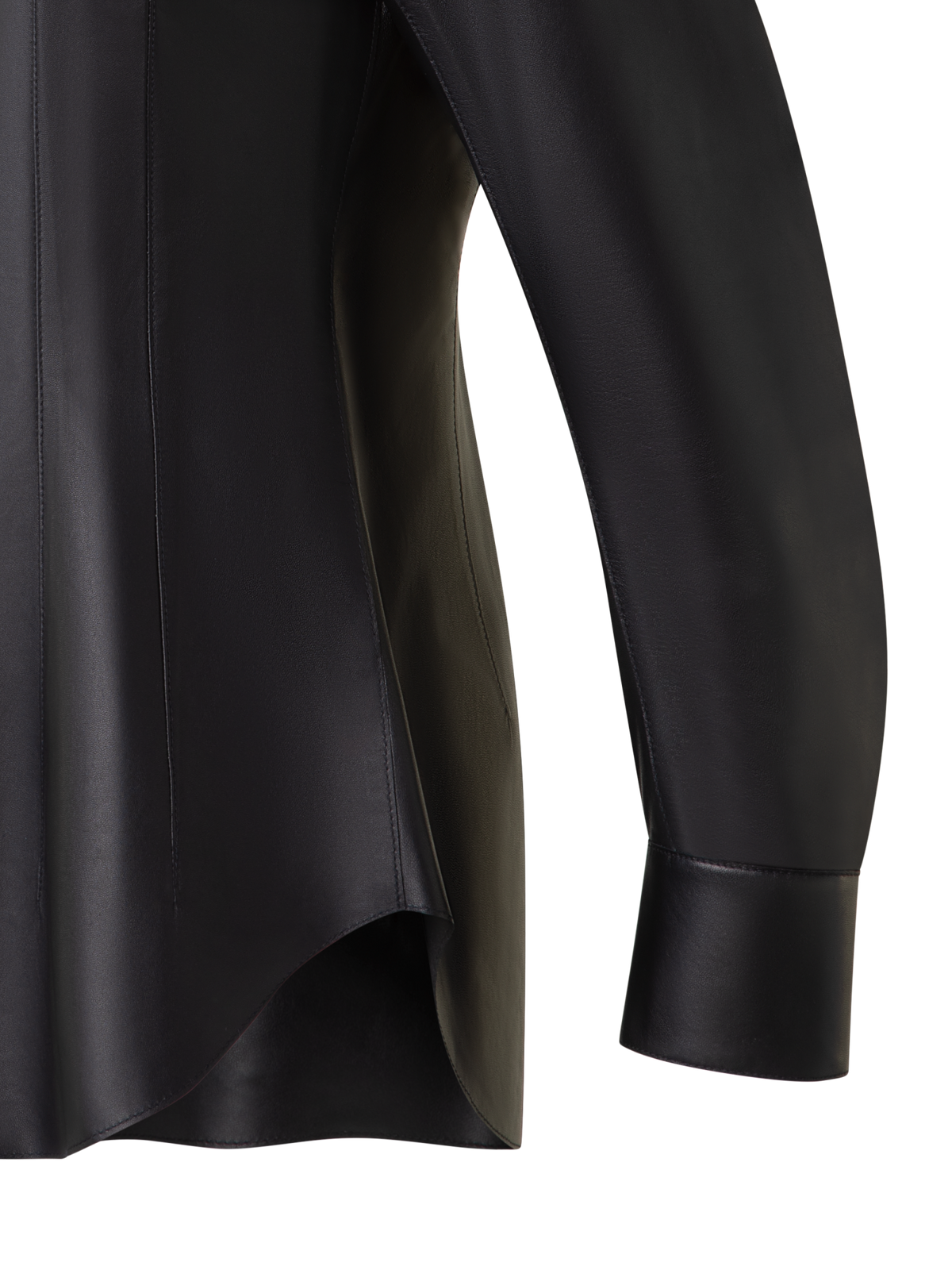 Designer Taillierte Lederbluse - Schwarz