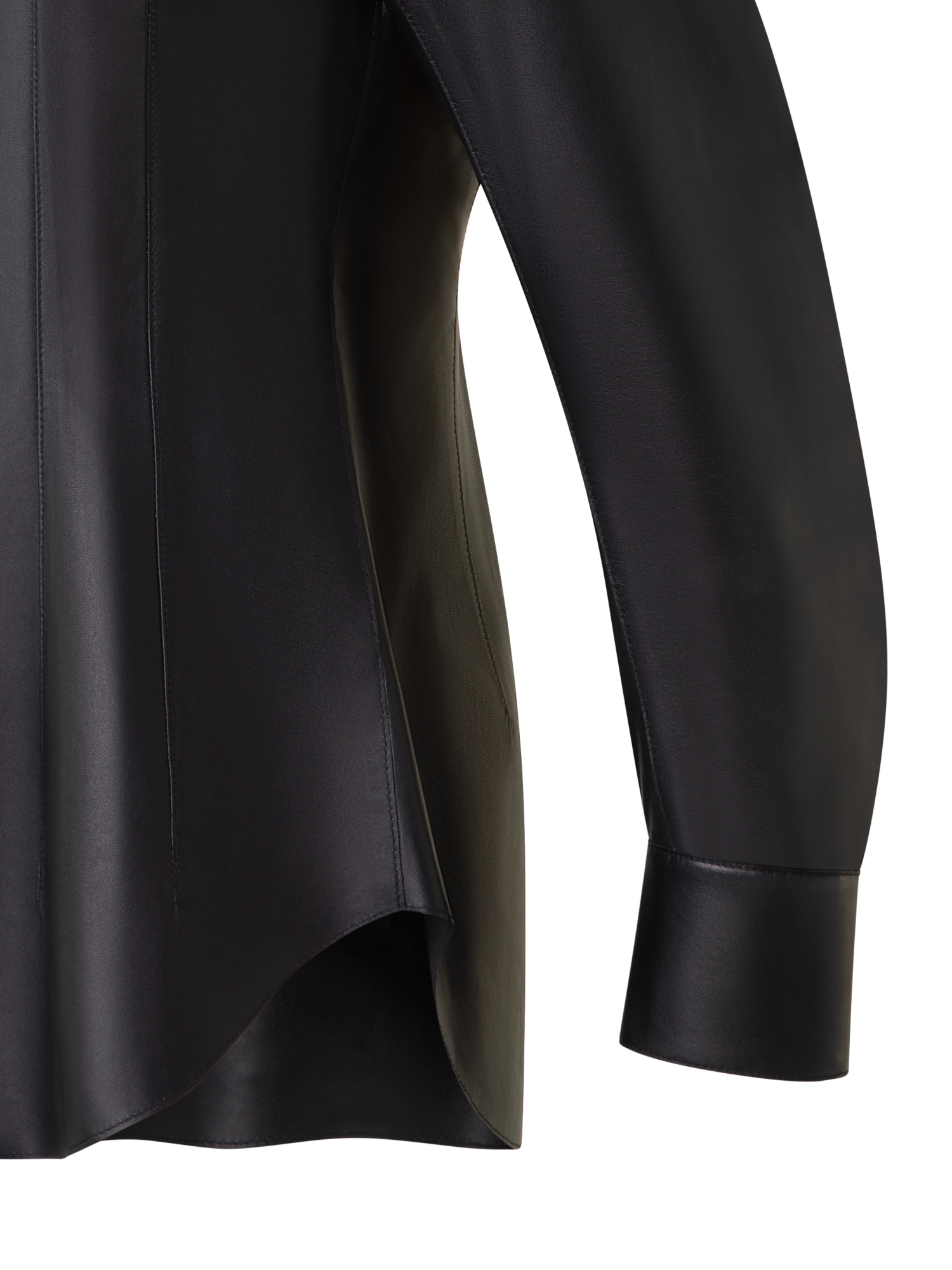 Designer Taillierte Lederbluse - Schwarz