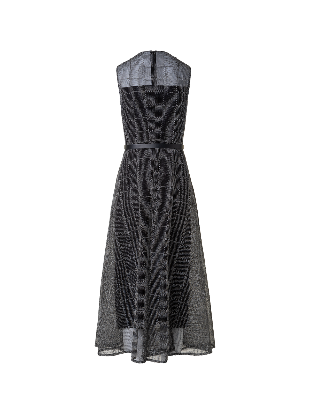 Designer Fit and Flare Midikleid mit Tüll-Stickerei - Schwarz