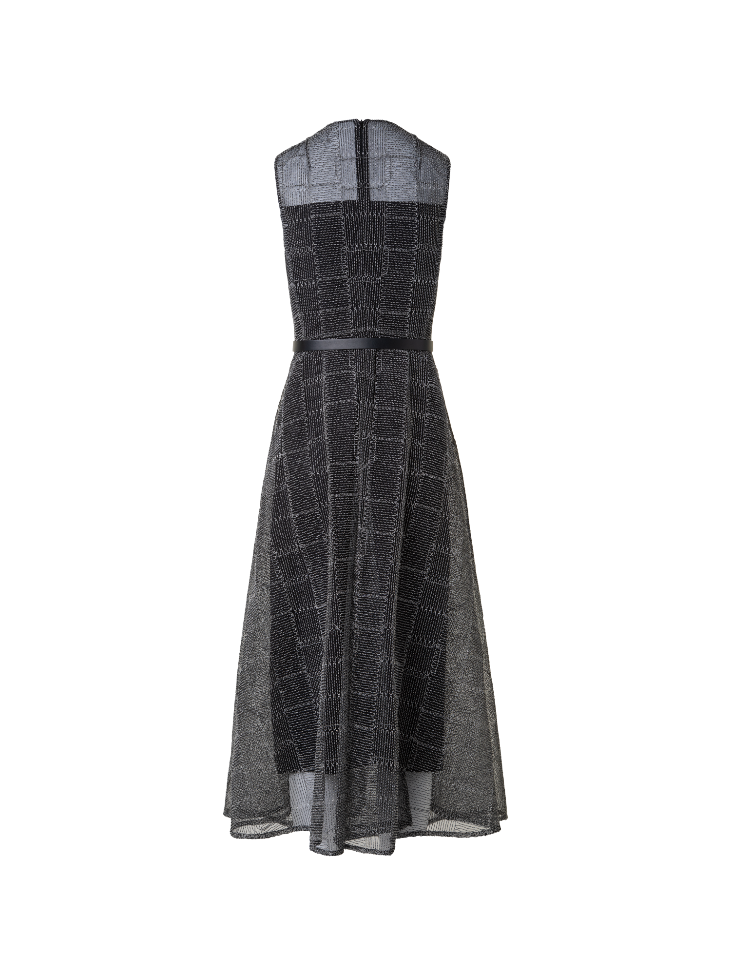 Designer Fit and Flare Midikleid mit Tüll-Stickerei - Schwarz