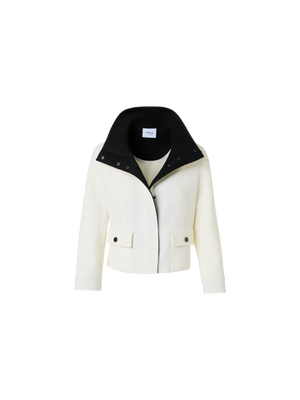 Designer Jacke aus kontrastierendem Woll-Trikotin - Bunt - Ecru