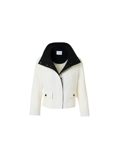 Designer Jacke aus kontrastierendem Woll-Trikotin - Bunt - Ecru