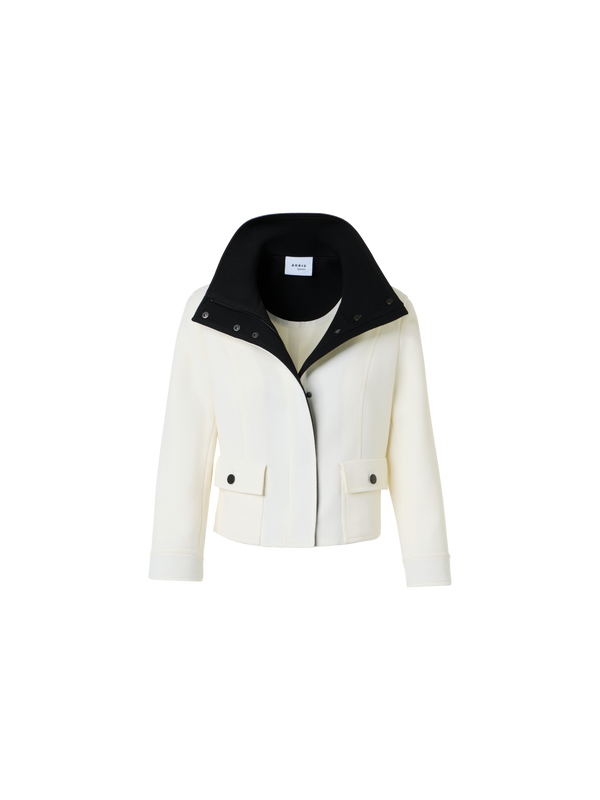 Designer Jacke aus kontrastierendem Woll-Trikotin - Bunt - Ecru