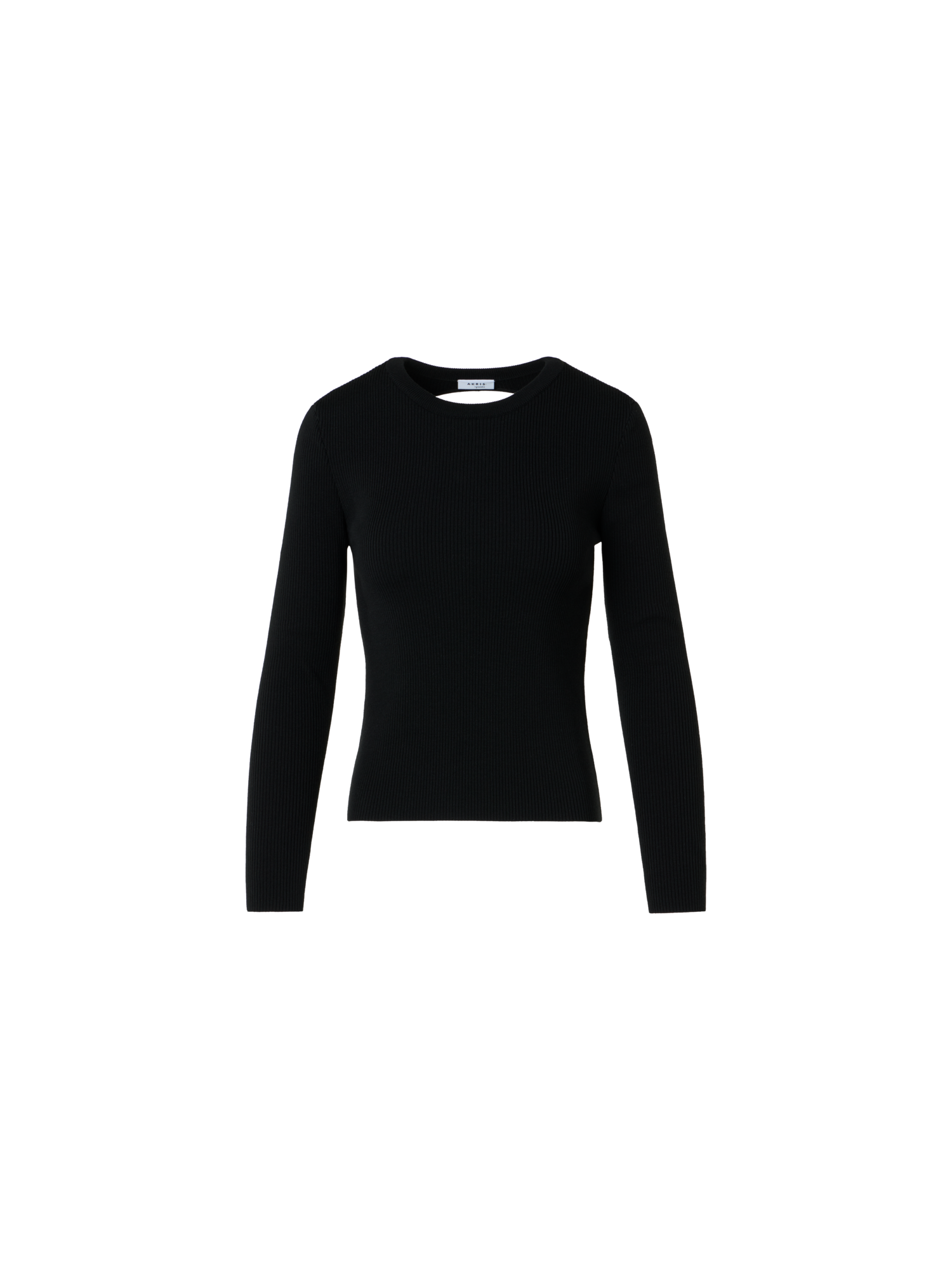 Designer Pullover aus Merinowolle mit Dot-Cut-Out auf der Rückseite - Schwarz