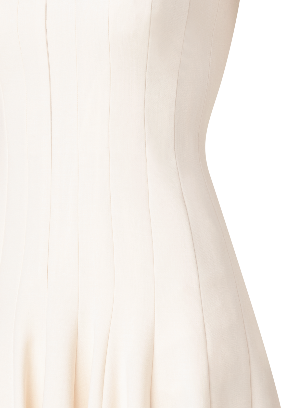 Designer Kleid aus Woll-Doubleface mit Plissee-Details - Ecru - Weiss