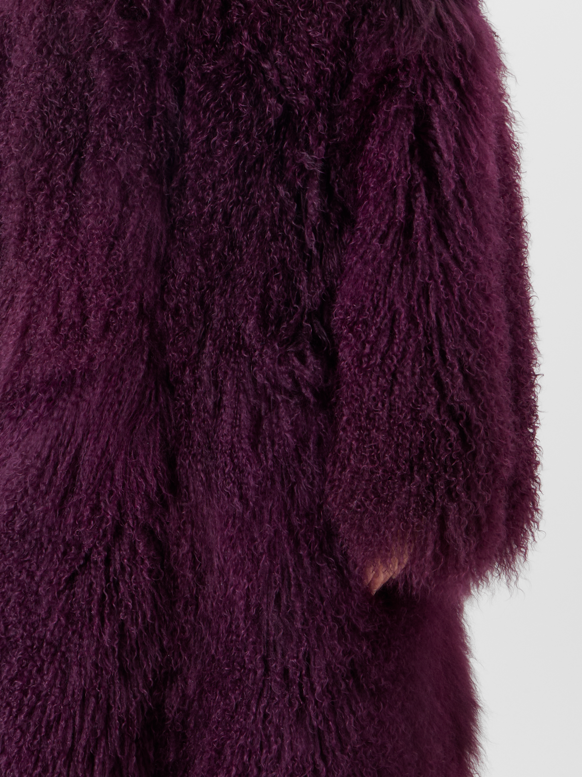 Designer Oversize-Mantel aus langhaarigem Lamm-Shearling - Rot - Violett 