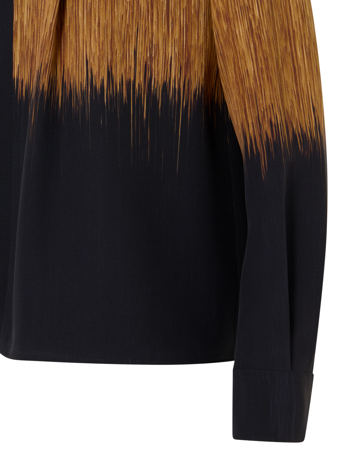 Designer Seidenbluse mit Oro Lienzo Print und Überwurf-Panel - Schwarz - Braun - Bunt
