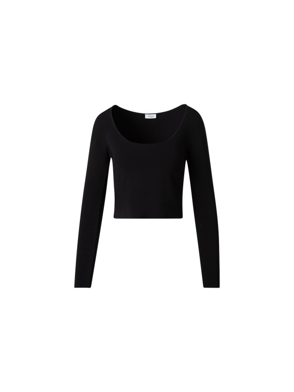 Designer Langärmeliges Cropped-Strick-Top aus Viskose - Schwarz