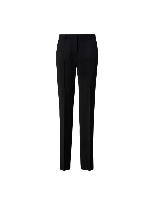 Designer Gerade Hose aus Wolltrikotine - Schwarz