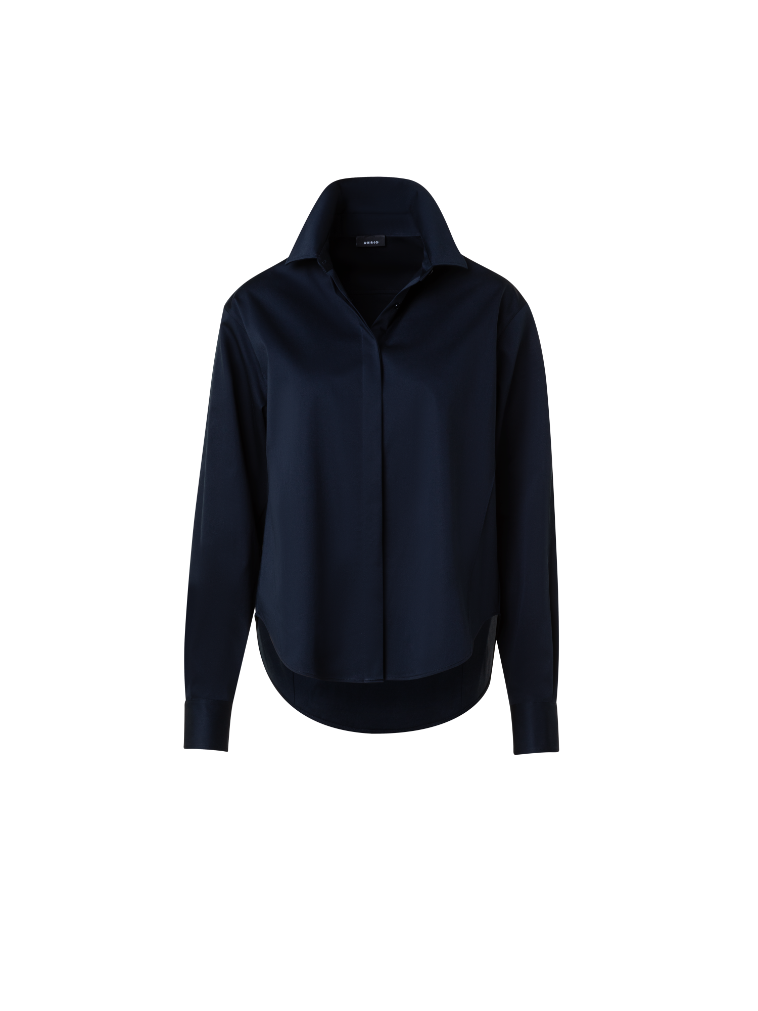 Designer Bluse aus Baumwoll-Gabardine - Dunkelblau - Blau