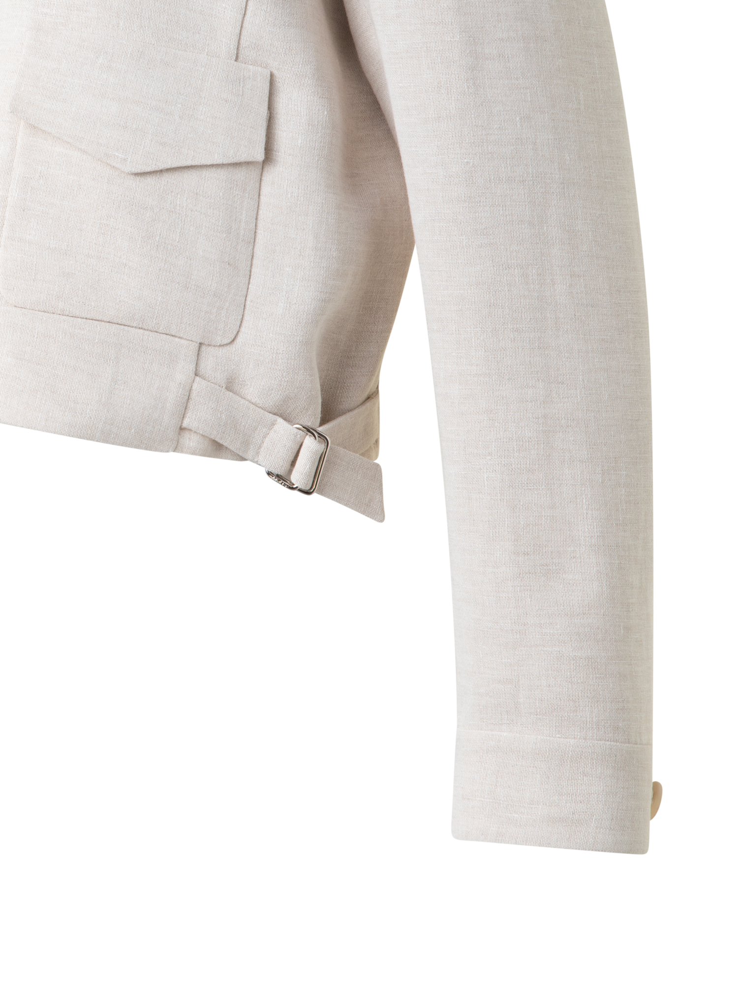 Designer Kurze Blousonjacke aus Leinen-Doubleface - Grau - Beige