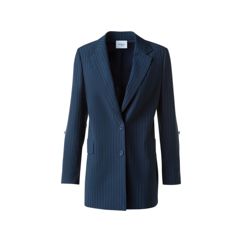 Boyfriend-Blazer aus gestreifter Cool Wool