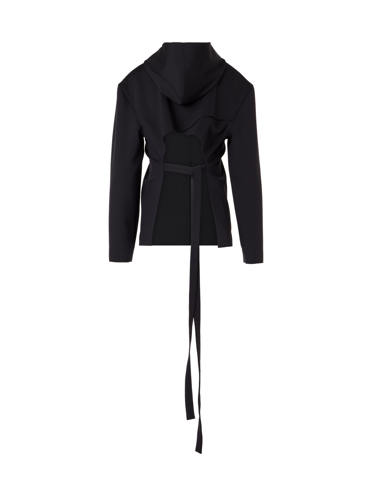 Designer Kapuzenjacke aus leichtem Neopren mit offenem Rücken - Schwarz