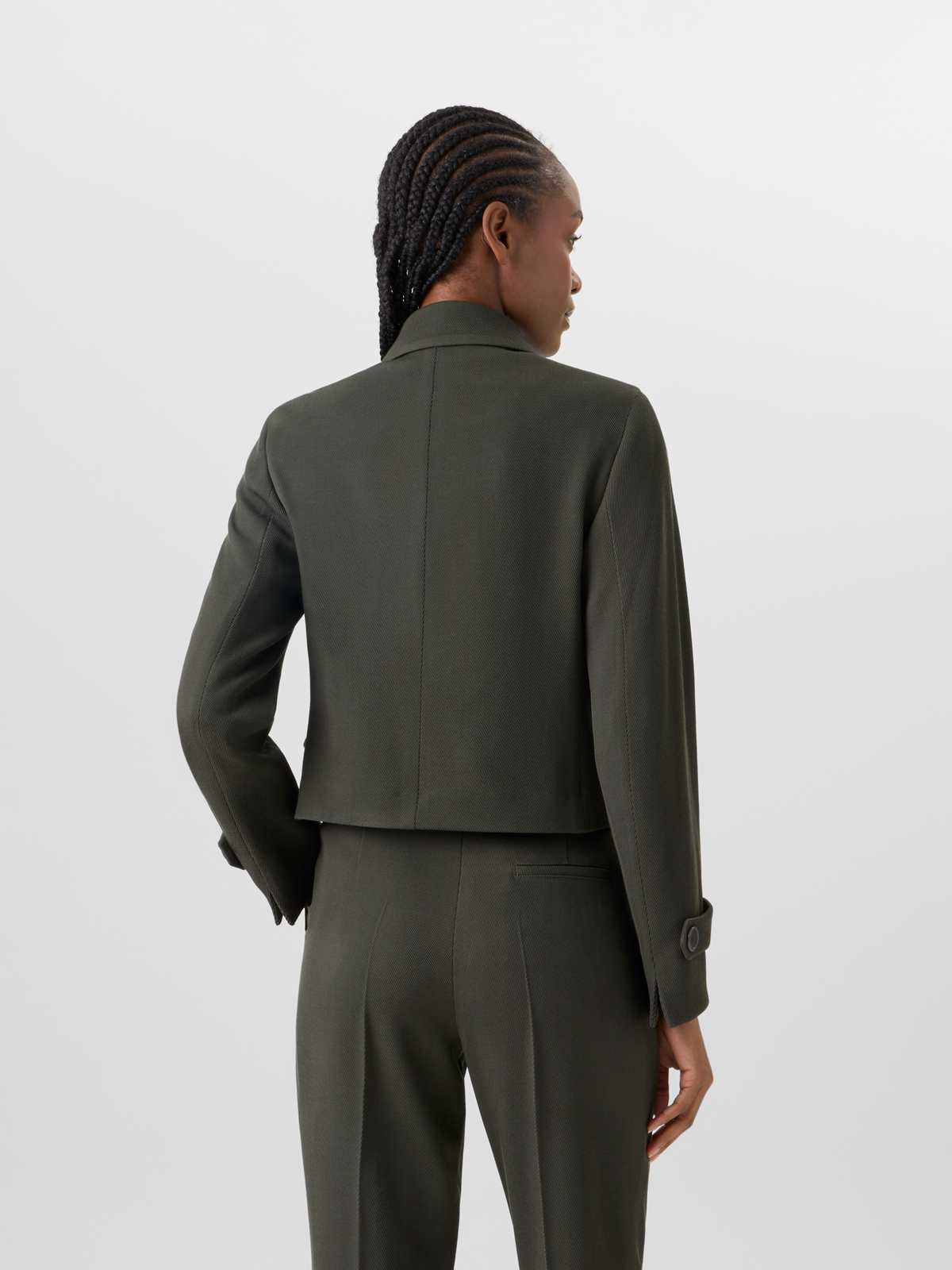 Designer Langärmelige Jacke aus Woll-Tricotine - Grün #editorial