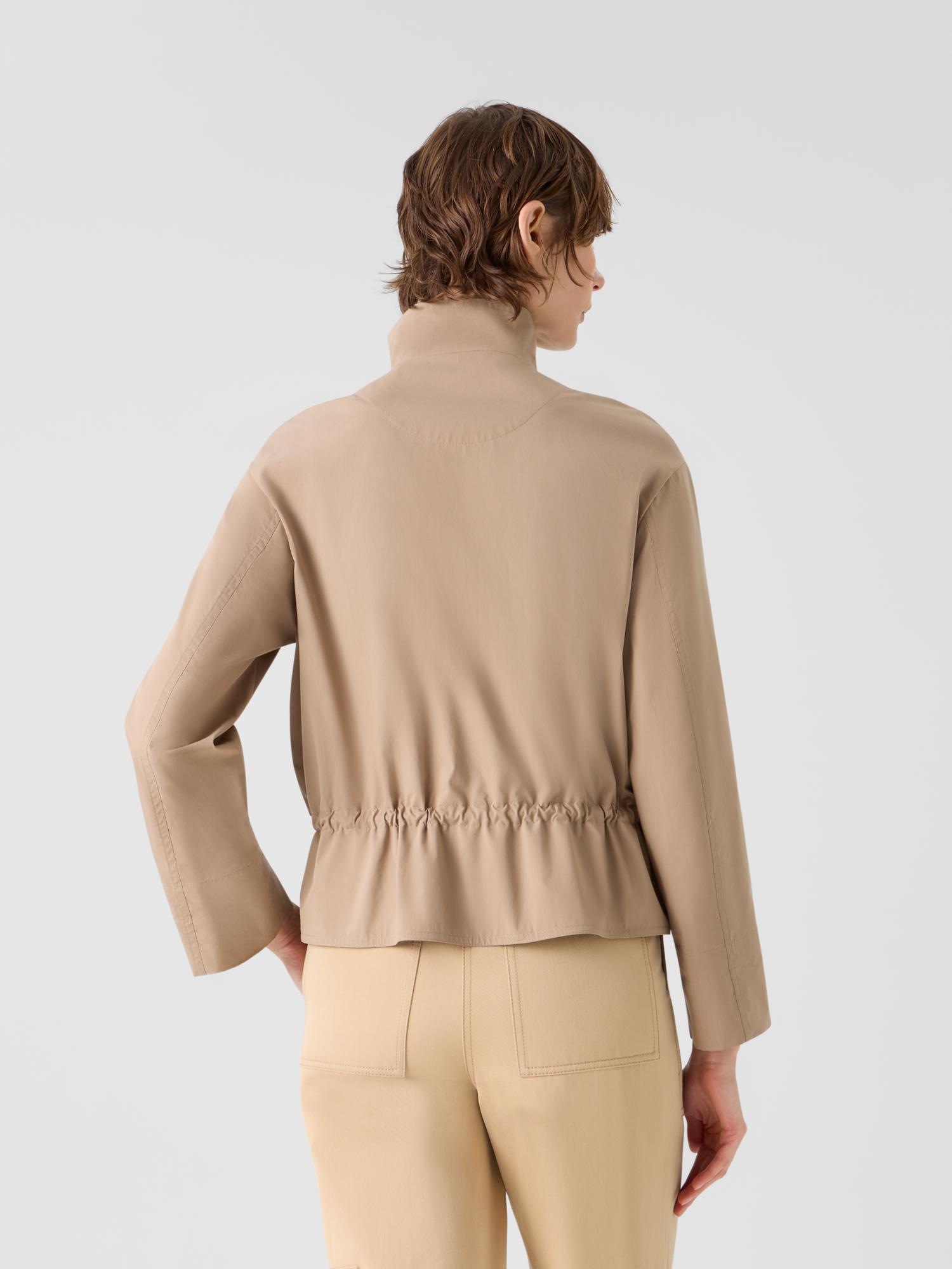 Designer Kurze Baumwoll-Parkajacke mit elastischem Bund