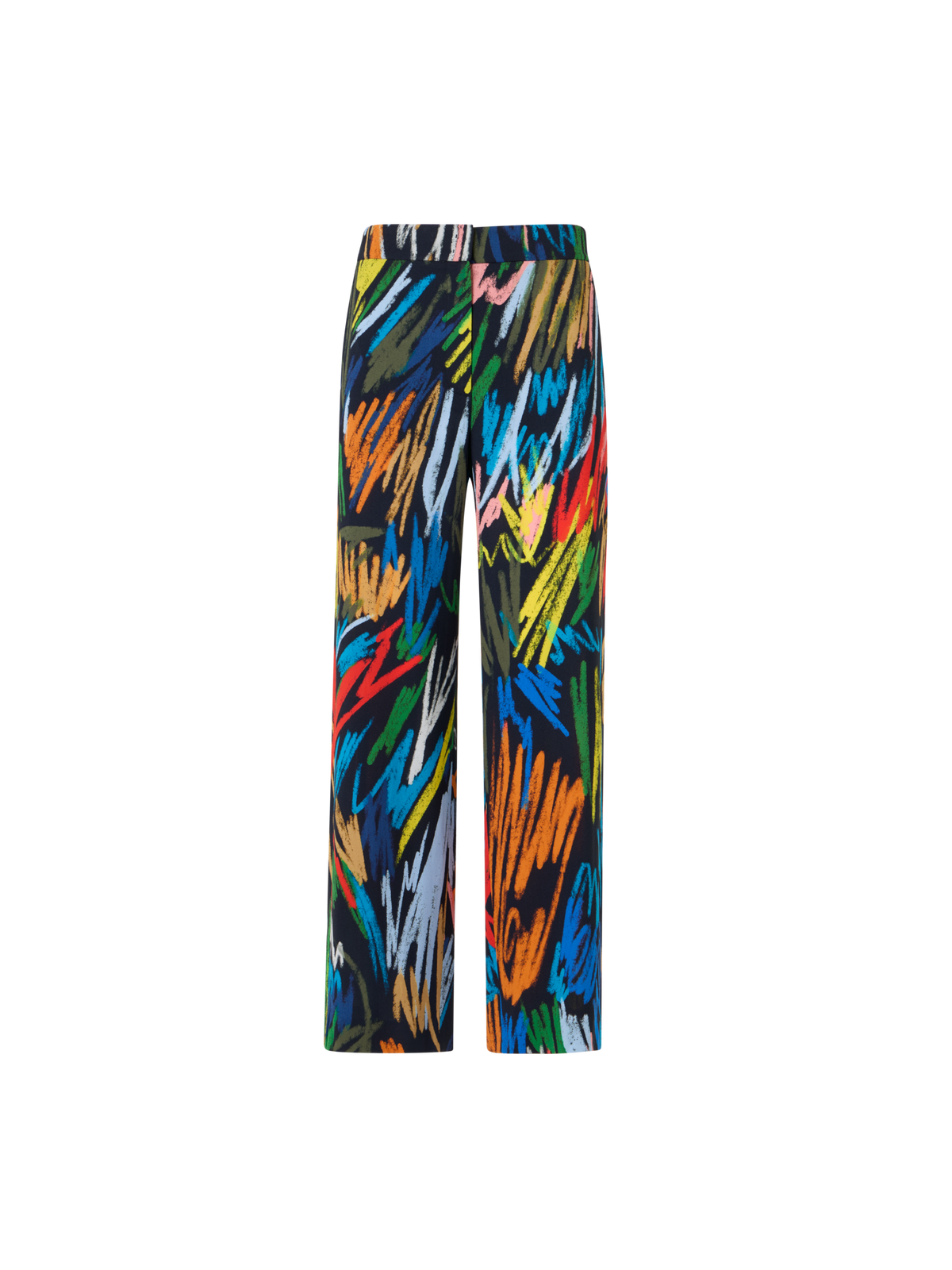 Designer Marlon Cropped Hose mit Scribble-Druck und elastischem Bund - Schwarz - Bunt