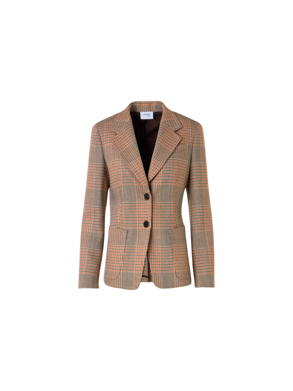 Designer Langärmelige Jacke aus Glencheck auf schwerem Woll-Twill - Bunt