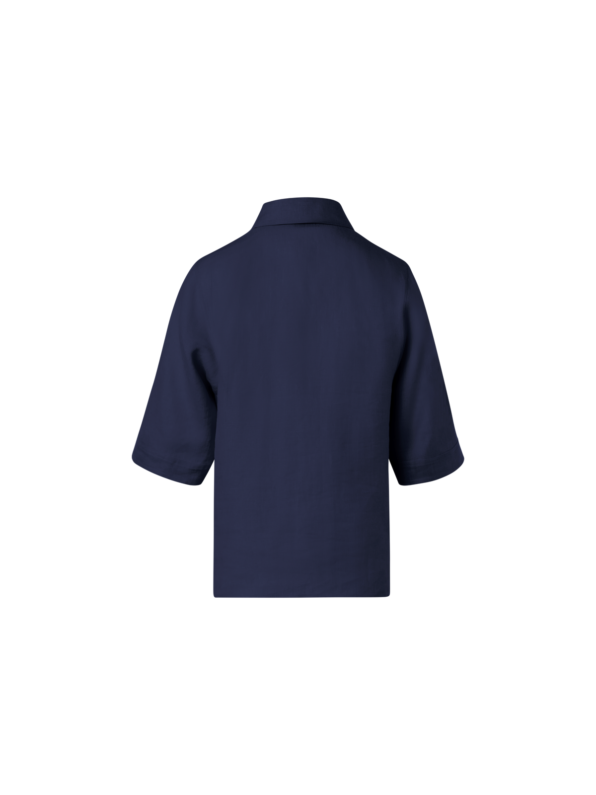 Designer Boxy-Hemdbluse aus Leinen-Voile - Dunkelblau - Blau