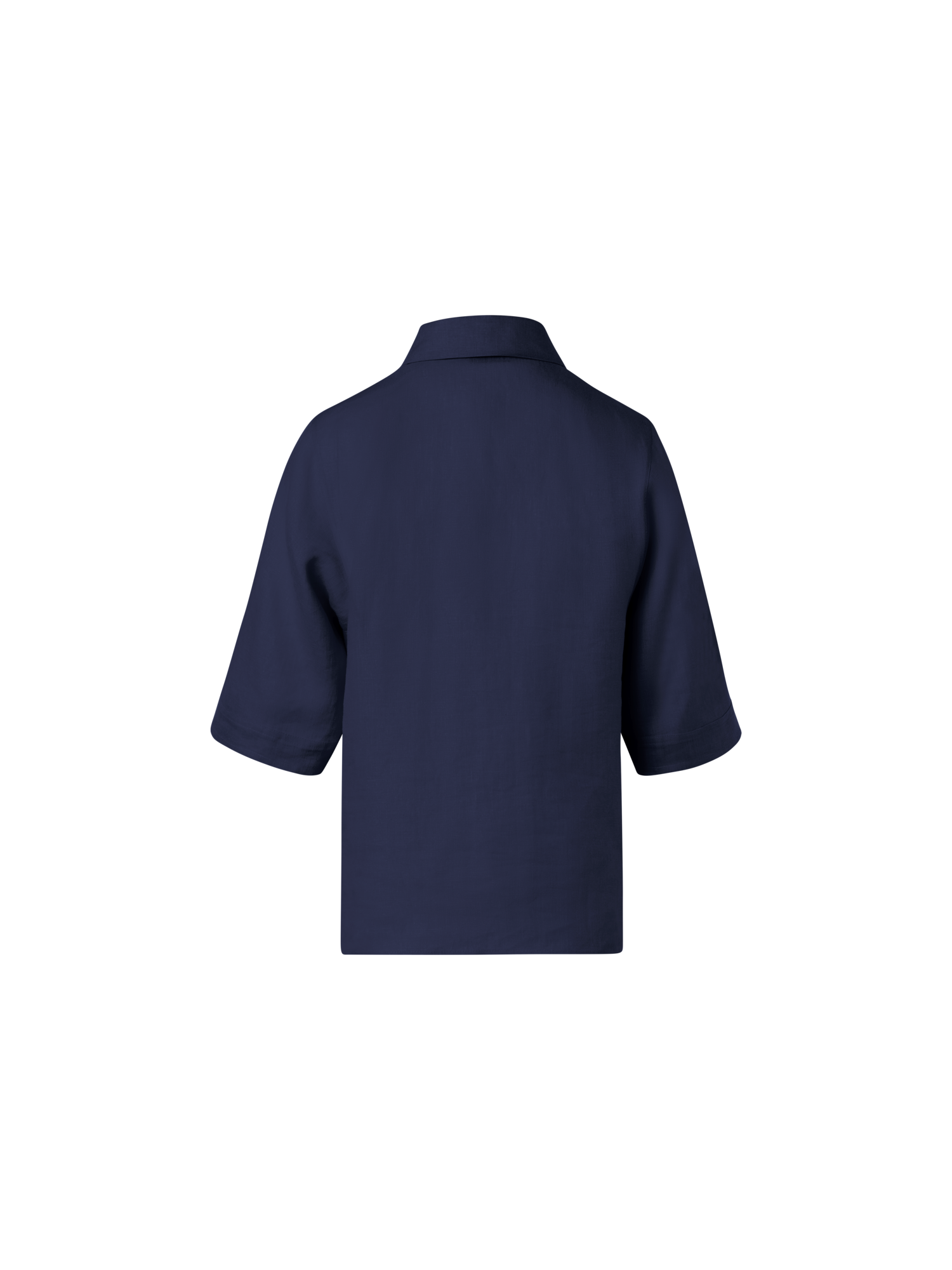 Designer Boxy-Hemdbluse aus Leinen-Voile - Dunkelblau - Blau