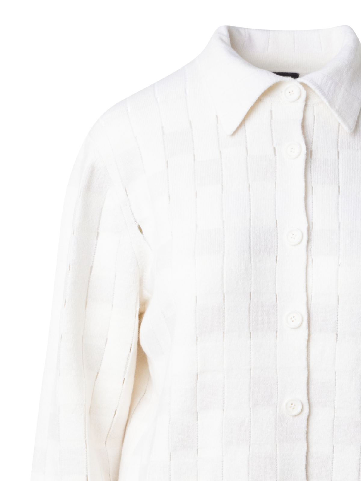 Designer Lange Strickjacke aus Kaschmir-Woll-Mischung - Ecru - Weiss