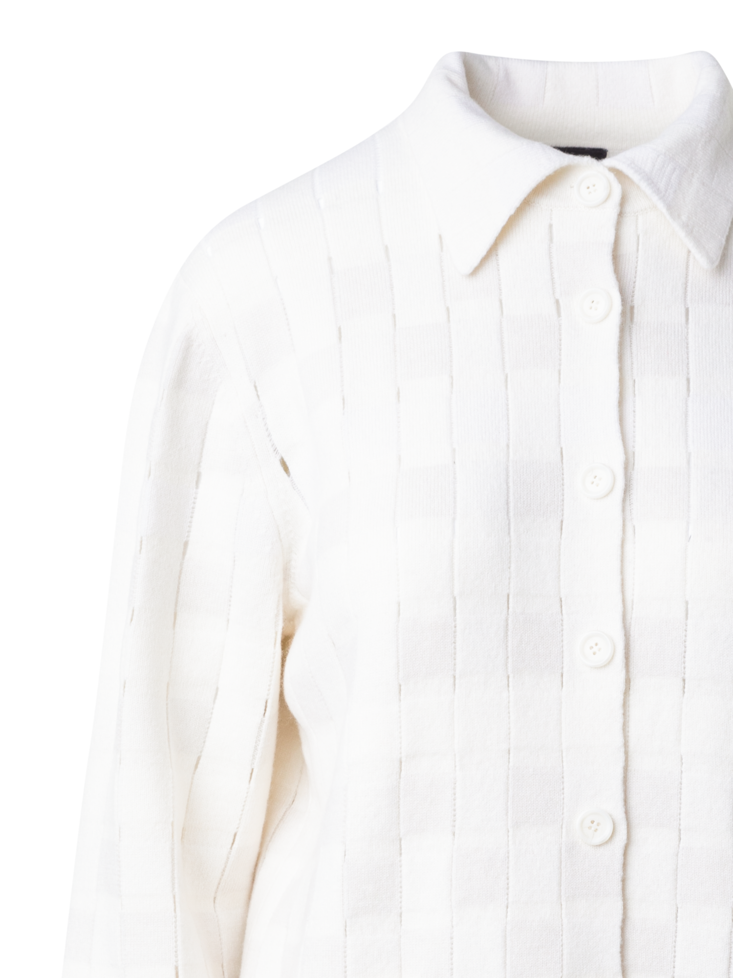Designer Lange Strickjacke aus Kaschmir-Woll-Mischung - Ecru - Weiss