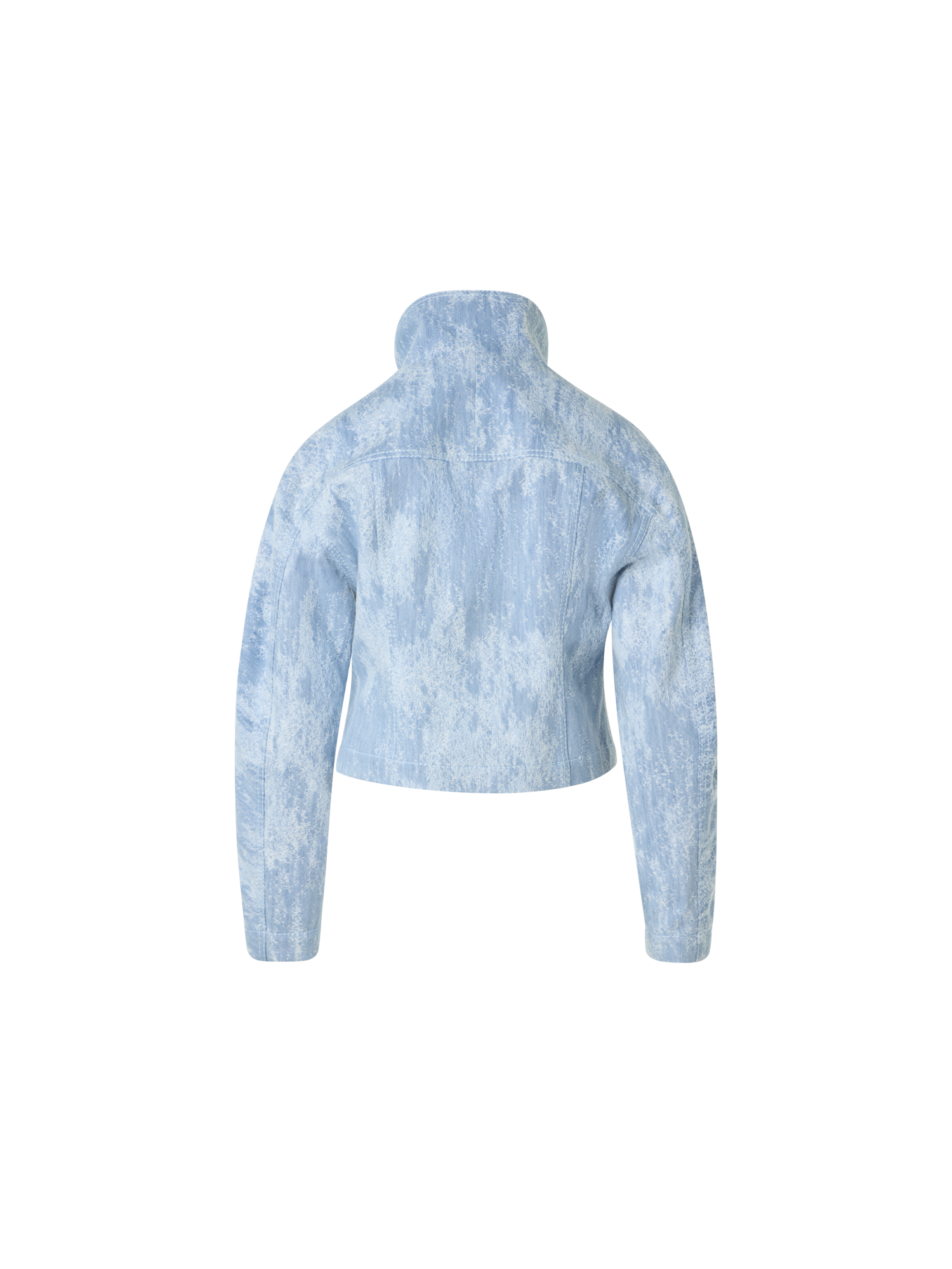 Designer Taillierte Cropped-Jacke aus Jacquard-Denim - Blau