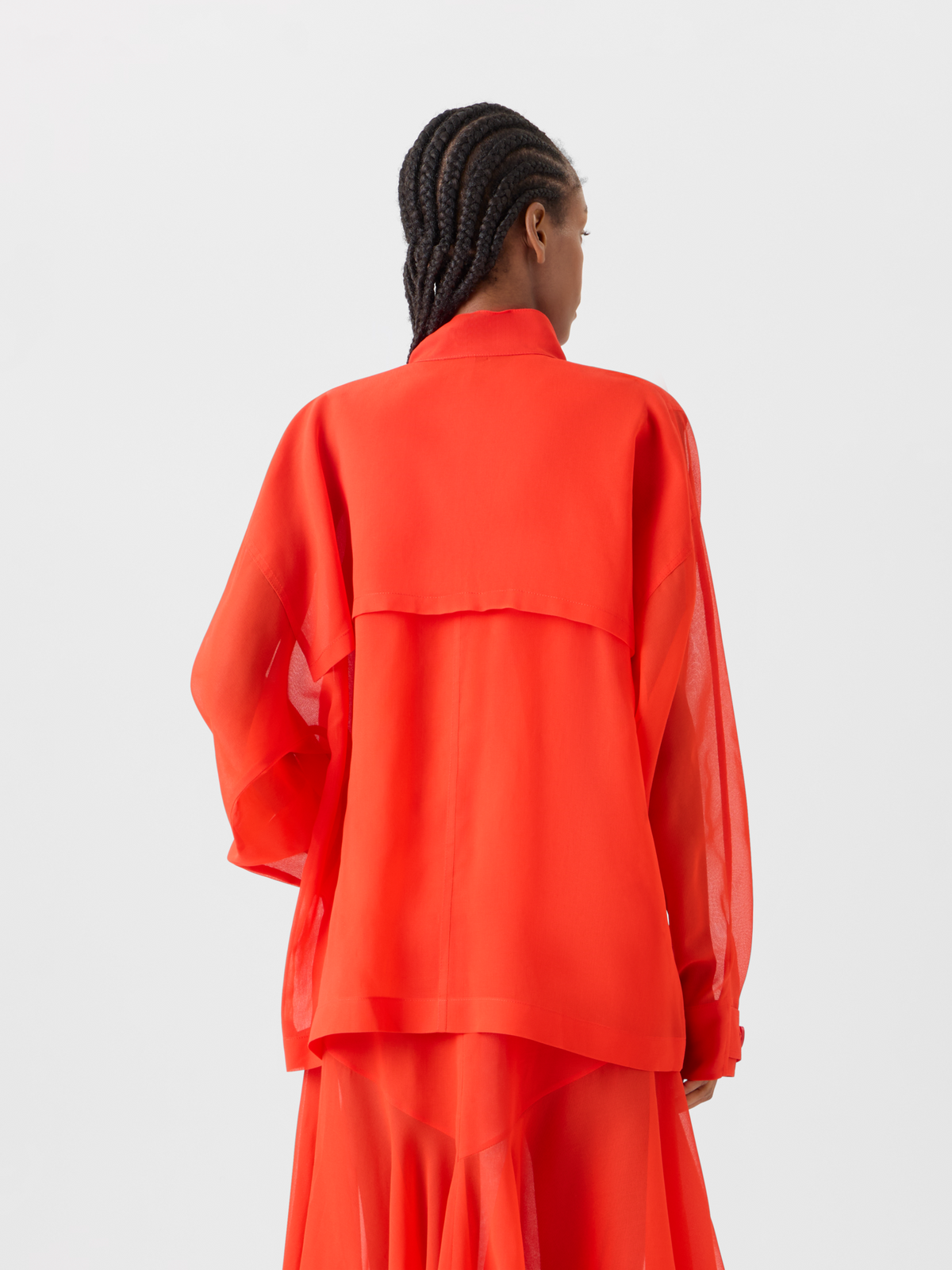 Designer Huma Oversize-Parkajacke aus Seidenorganza - Rot #editorial
