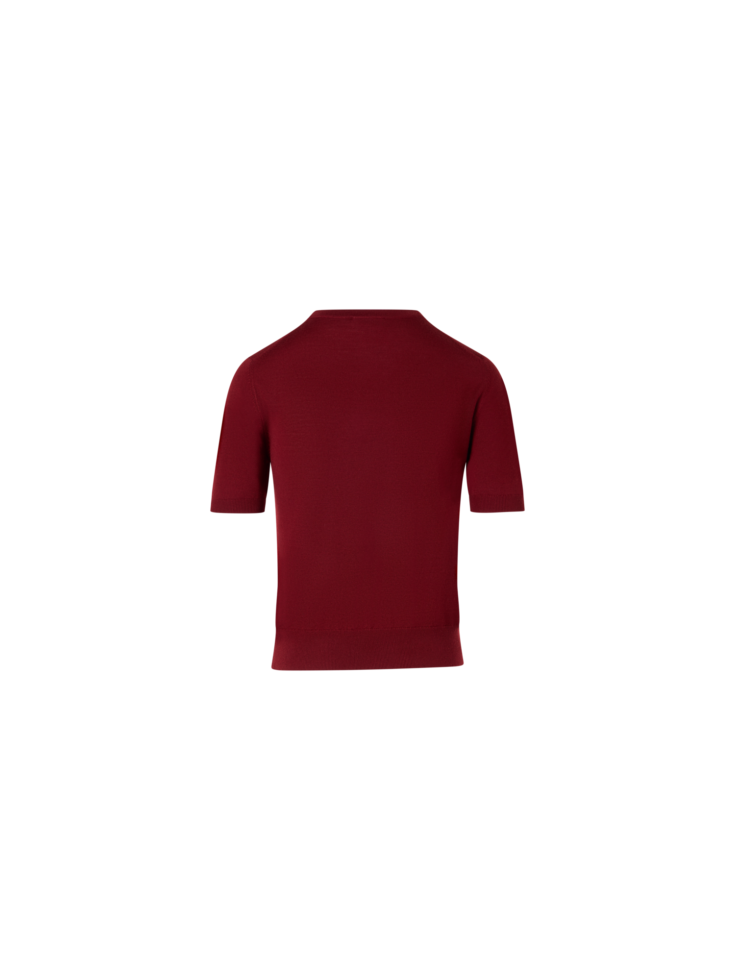 Designer Kurzärmeliger Strickpullover aus Merinowolle - Rot