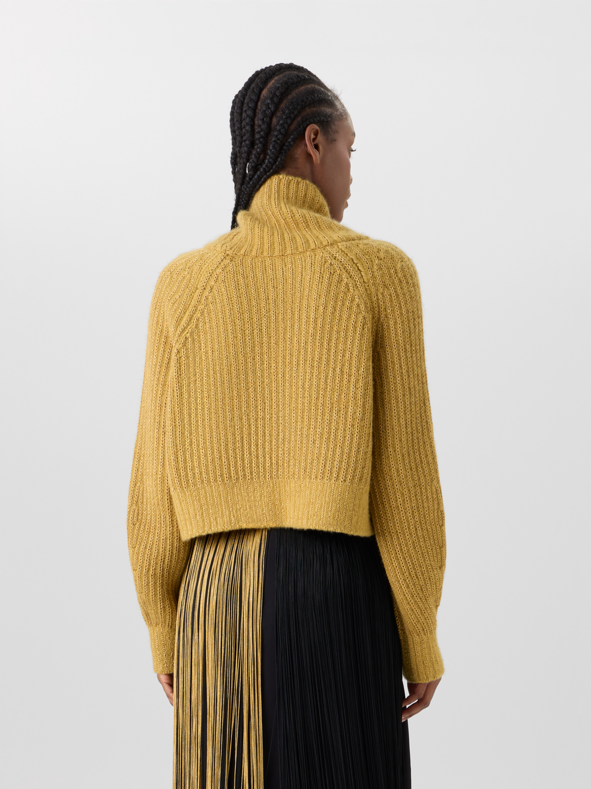 Designer Grobstrick-Rollkragen aus Kaschmir-Seiden-Lamé - Gold #editorial