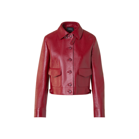 Kurze Bomberjacke aus lackiertem Leder