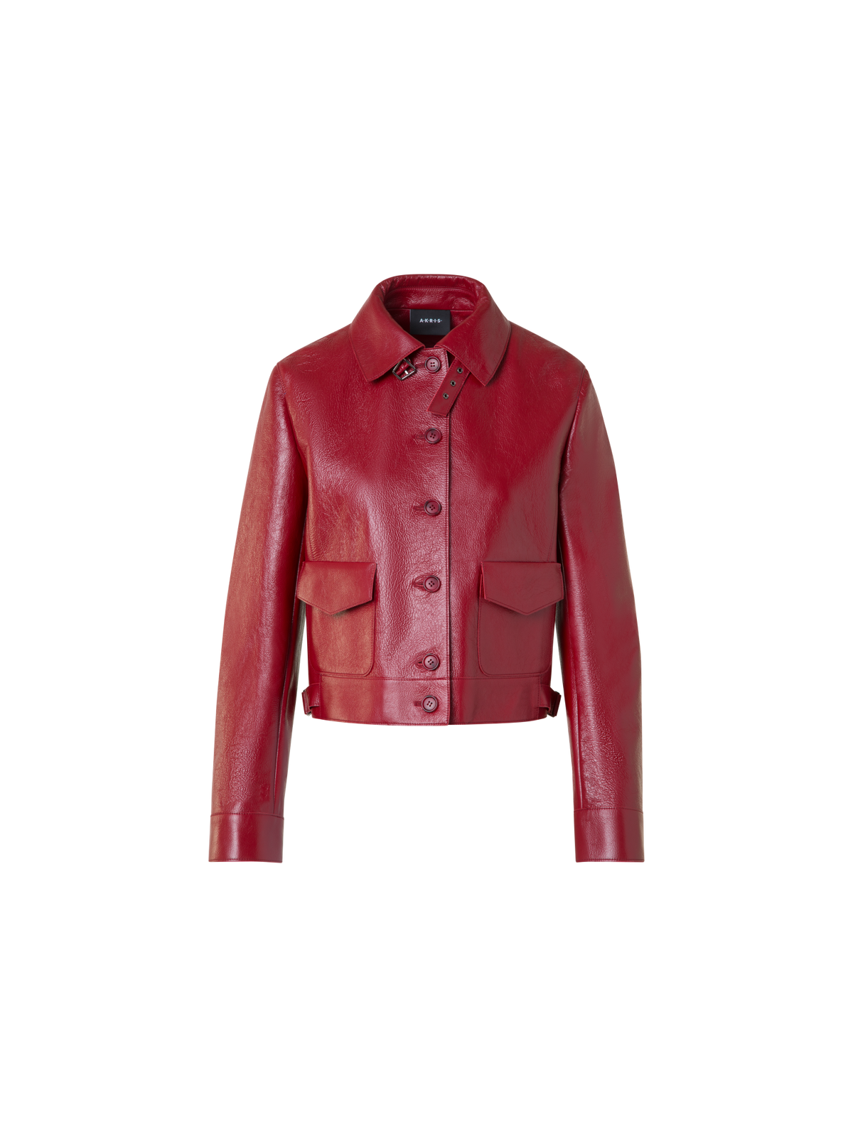 Designer Kurze Bomberjacke aus lackiertem Leder - Rot
