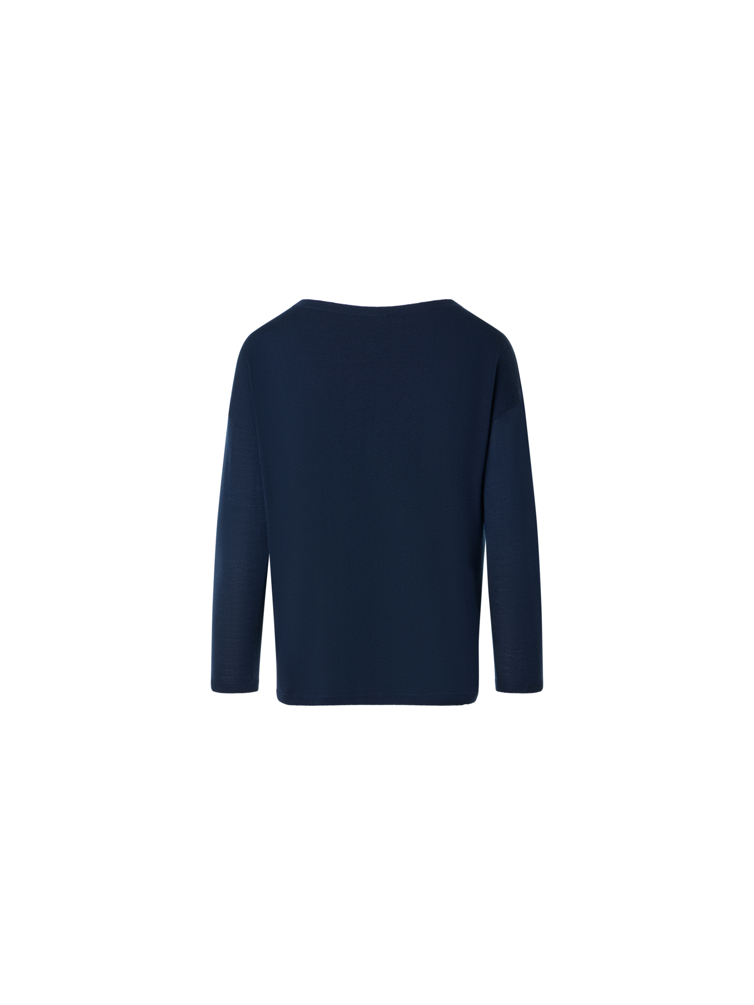 Designer Feiner Merinowolle-Signature-Strickpullover - Dunkelblau - Blau