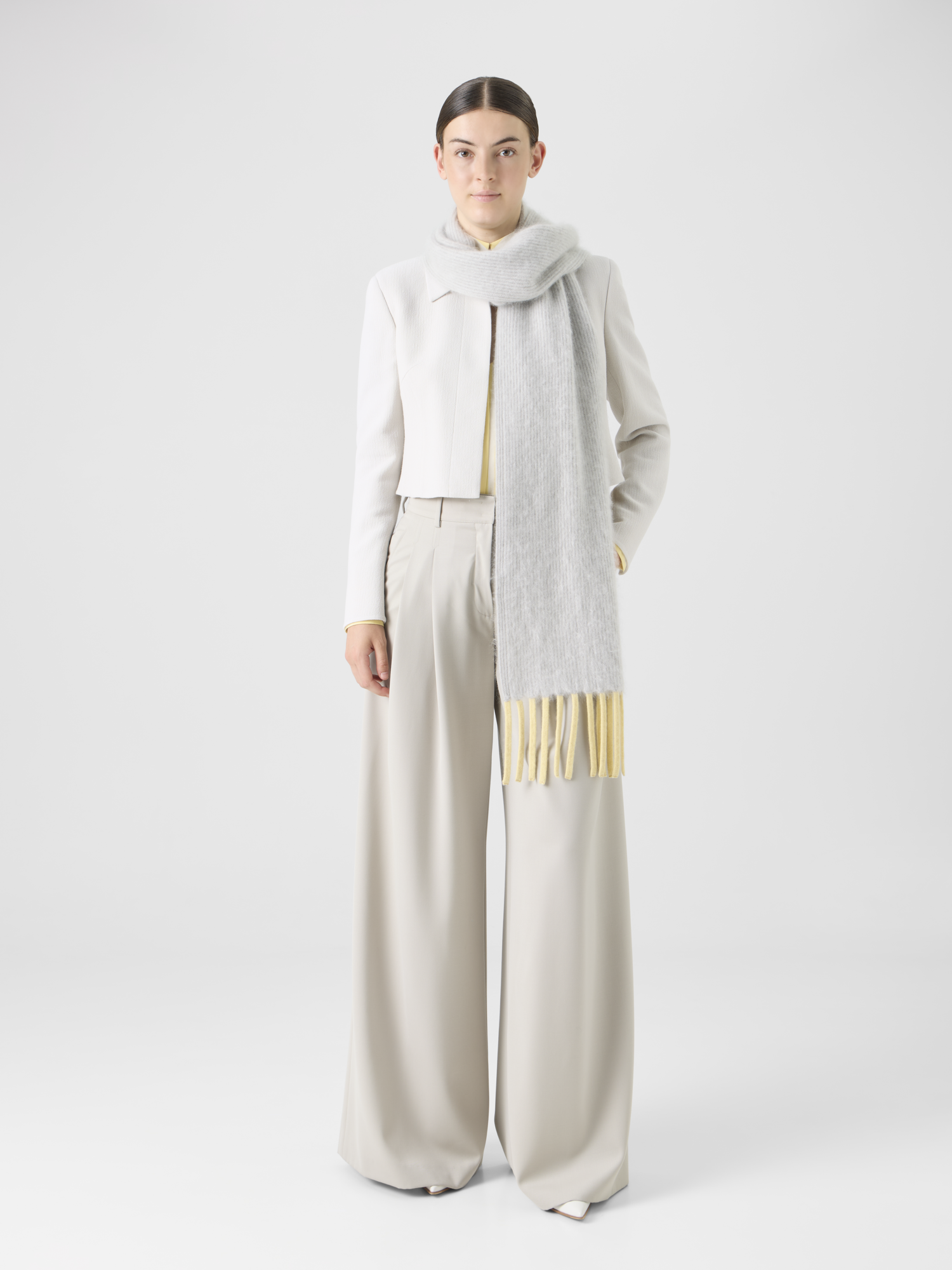 Designer Zweifarbiger Cloud-Kaschmirschal mit Fransen - Grau 