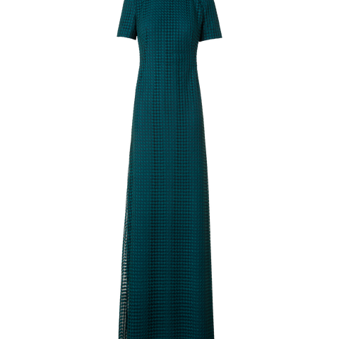 Fitted Evening Gown in Flower Embroidery