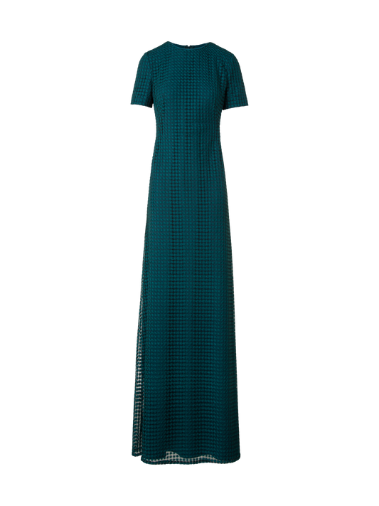 Designer Tailliertes Abendkleid mit Blumen-Stickerei - Grün