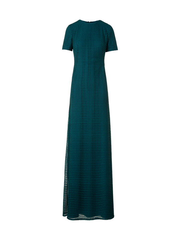 Designer Tailliertes Abendkleid mit Blumen-Stickerei - Grün