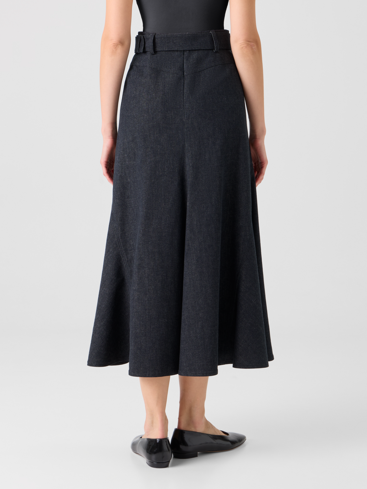 Designer Denim Midirock in A-Linie - Schwarz #editorial