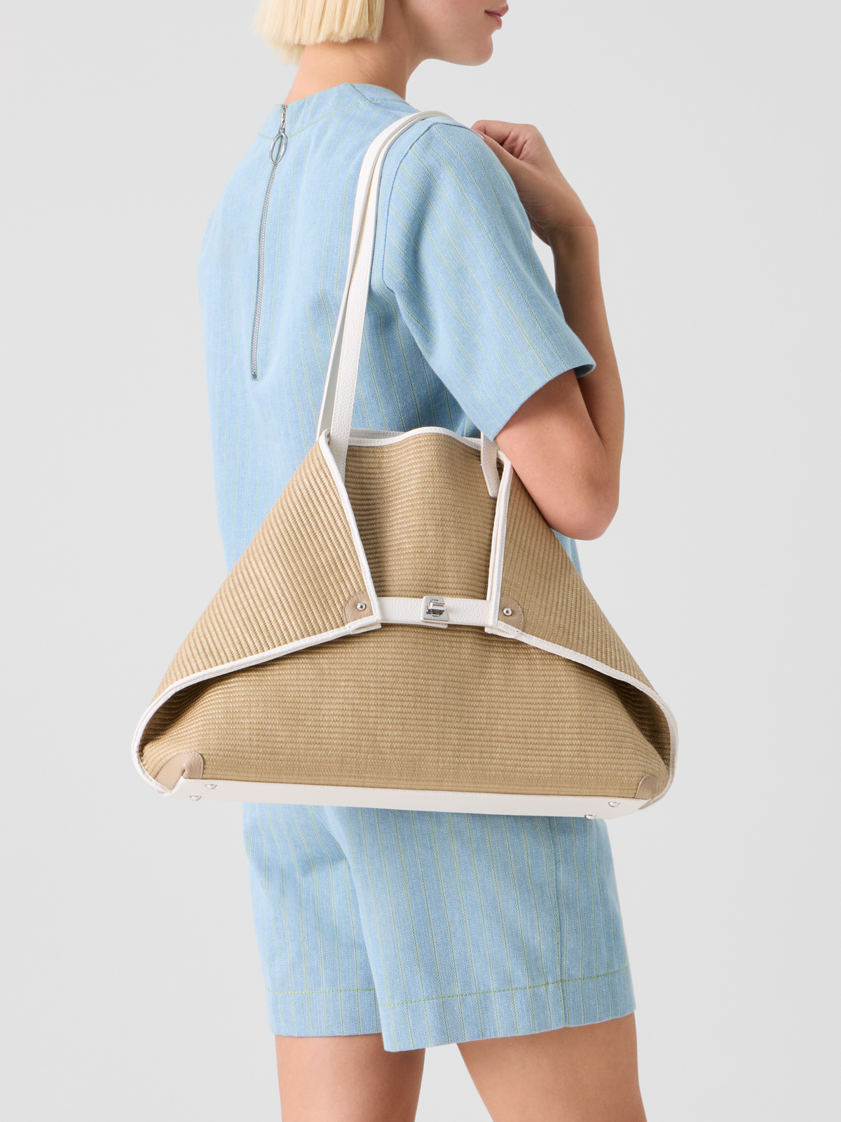 Designer Ai Medium Shoulder Tote Bag - Beige