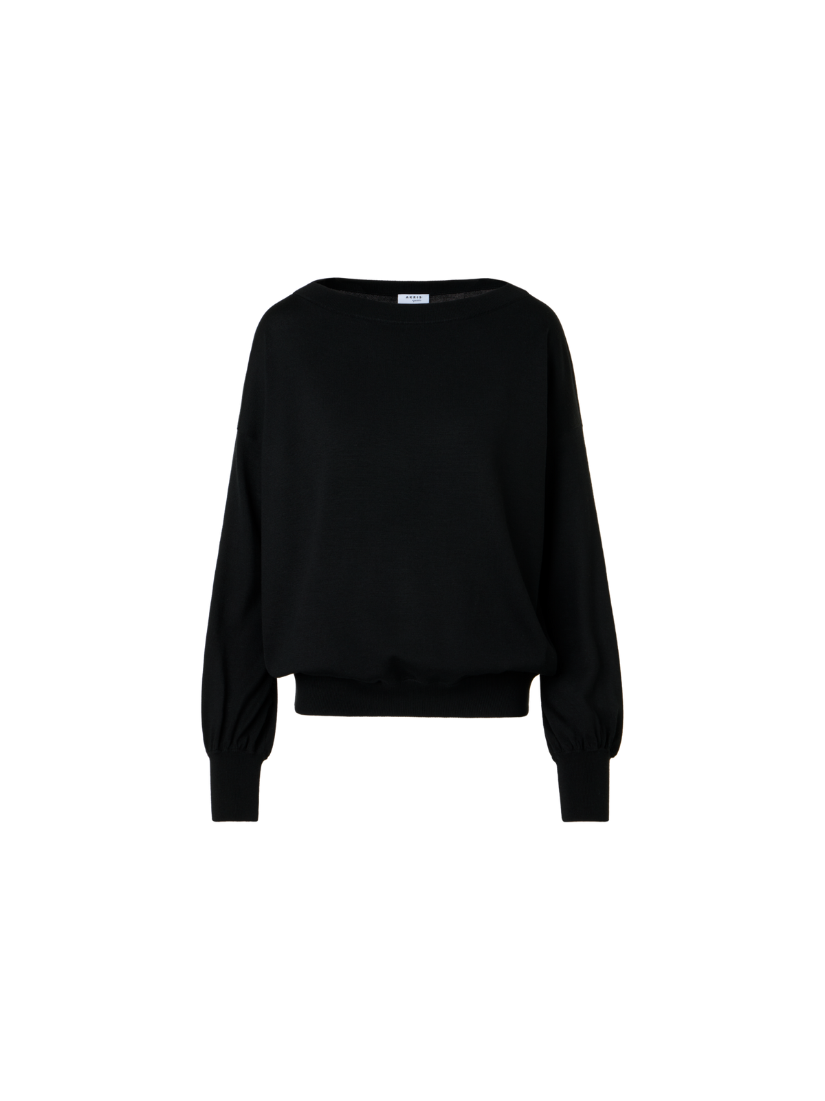 Designer Schulterfreier Pullover aus Merinowolle - Schwarz