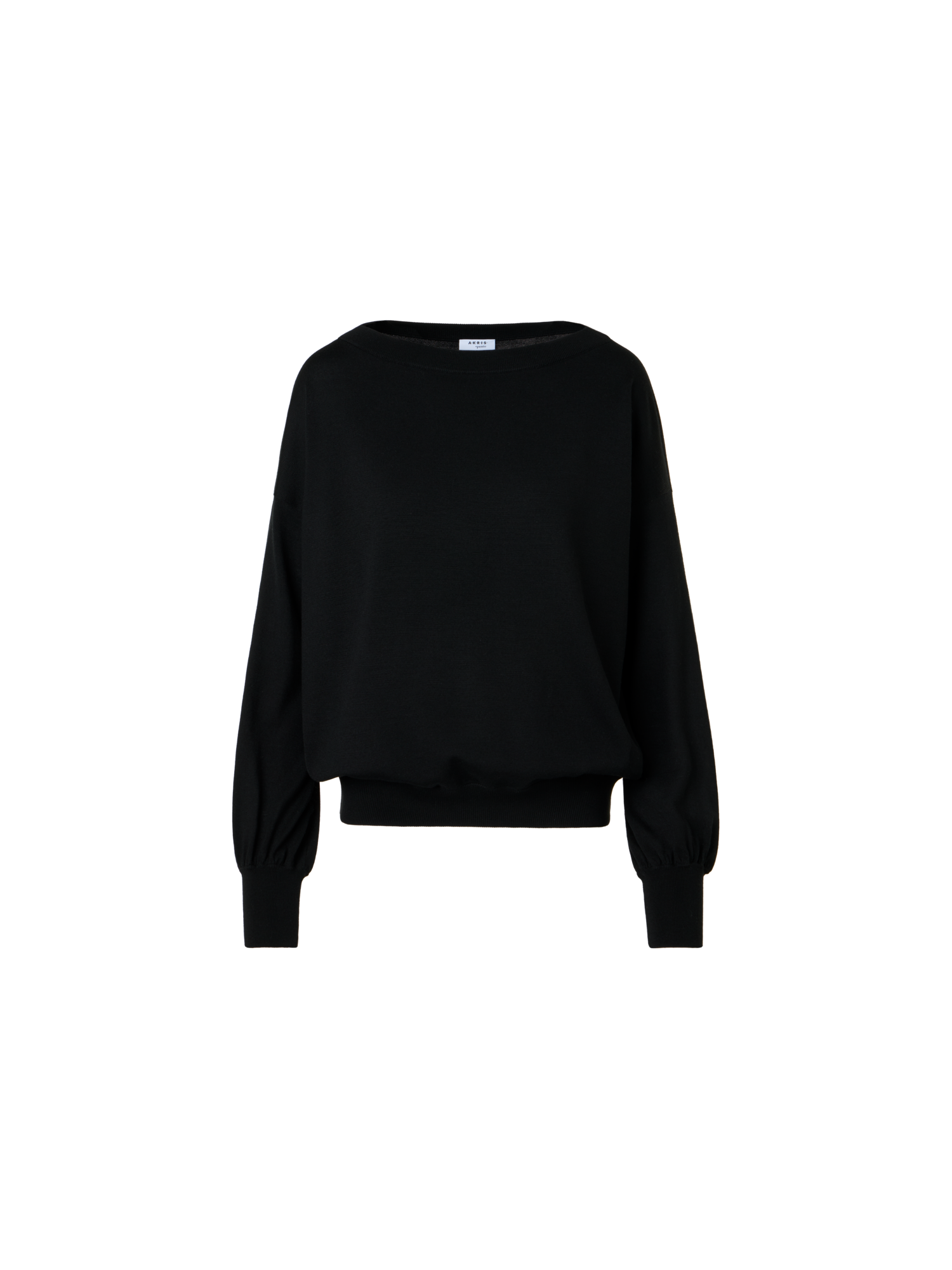 Designer Schulterfreier Pullover aus Merinowolle - Schwarz