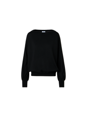 Designer Schulterfreier Pullover aus Merinowolle - Schwarz