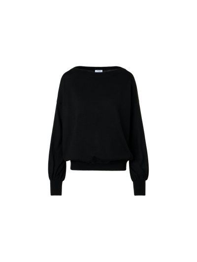 Designer Schulterfreier Pullover aus Merinowolle - Schwarz
