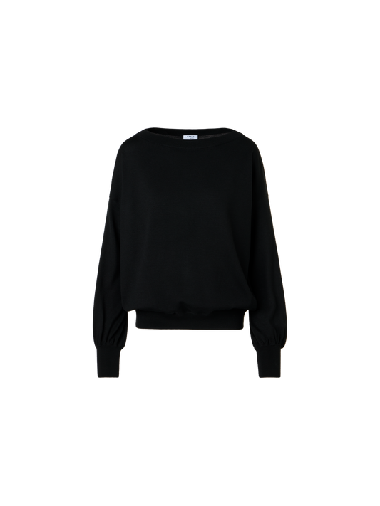 Designer Schulterfreier Pullover aus Merinowolle - Schwarz