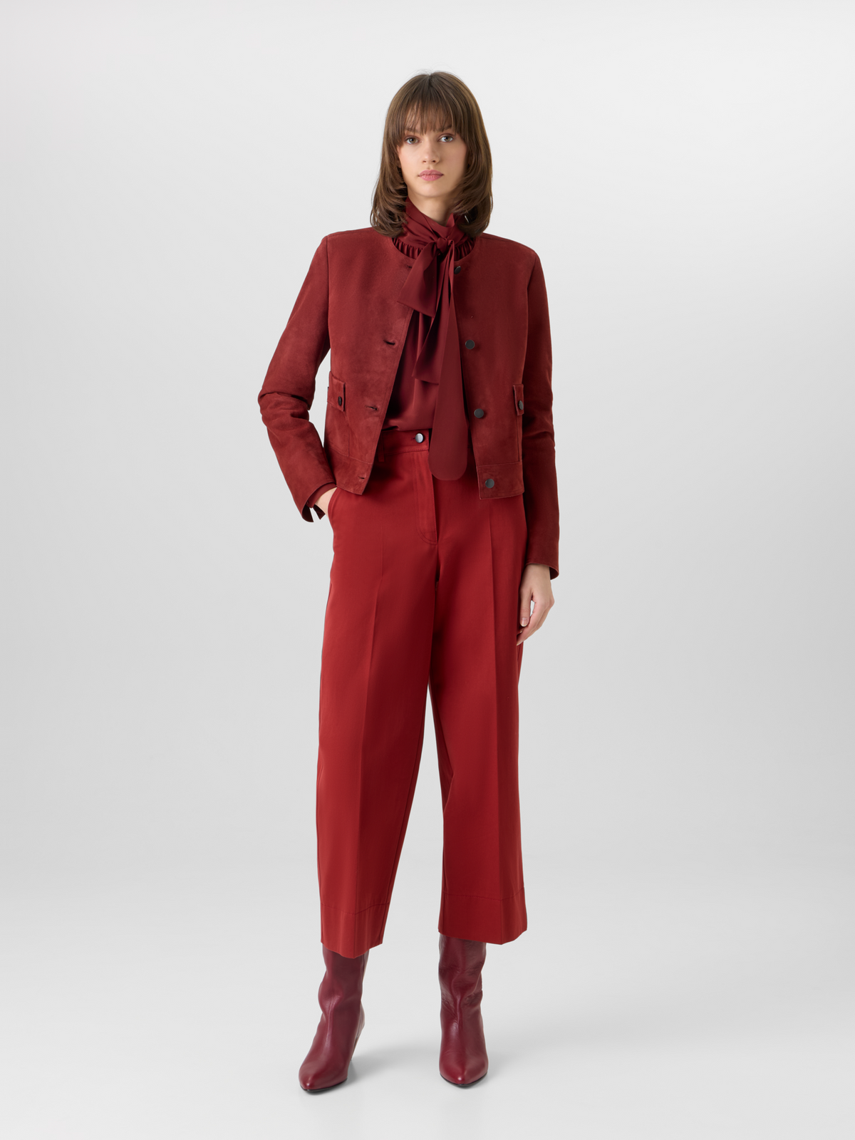 Designer Chiara Wide-Leg Hose aus Baumwollgabardine - Rot #editorial