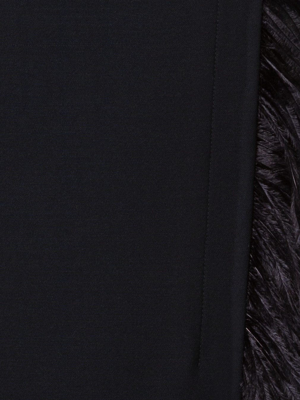 Designer Asymmetrischer Woll Midirock mit Federbesatz - Schwarz